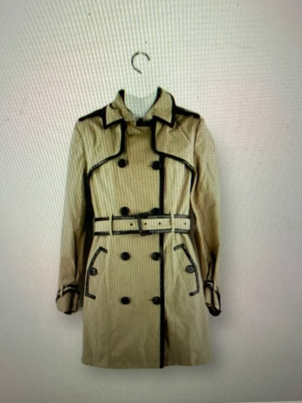 Victoria's Secret Tan Trench Coat with Black Trim